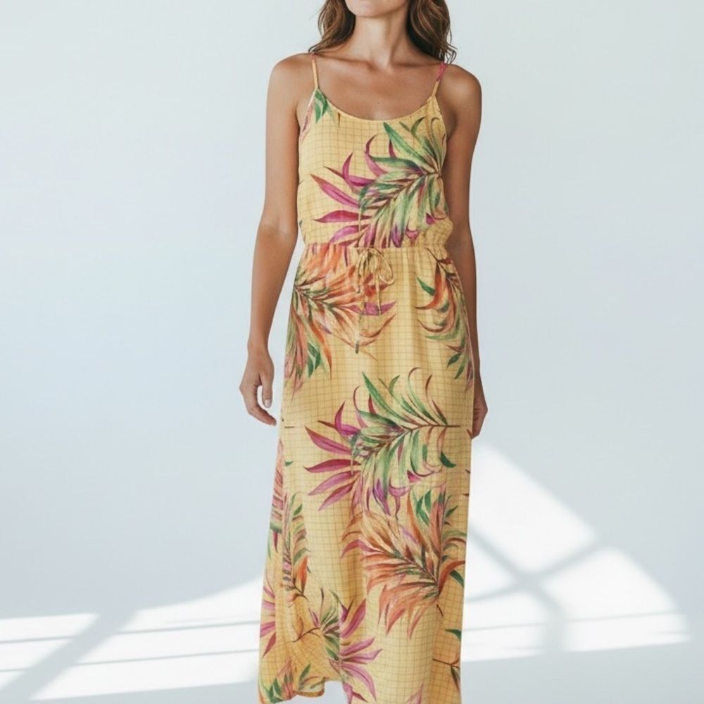 Bluesteel Floral Print Summer Boho Dress Midi/ Maxi Length in Size Medium